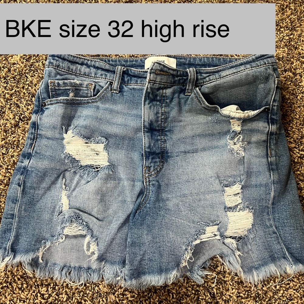 BKE Distressed High Rise Denim Shorts